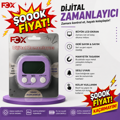 Öğrenci Kronometresi Dijital Zamanlayıcı Mıknatıslı FCZ-100 (Lila)