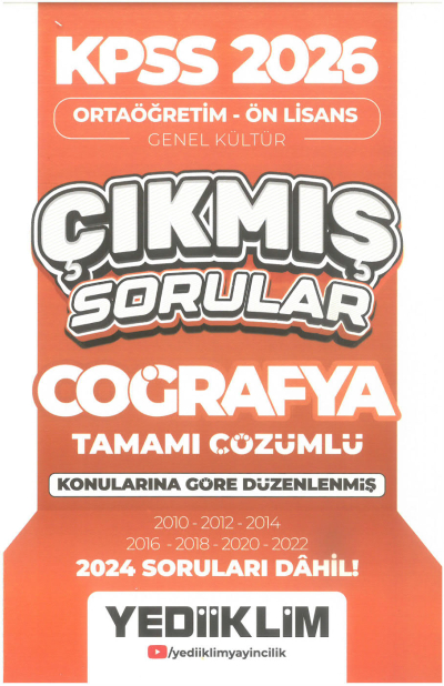 2026 KPSS Ortaöğretim-Önlisans Coğrafya Konularına Göre Çıkmış Sorular(2024 soruları dahil) Yediiklim Yayınları