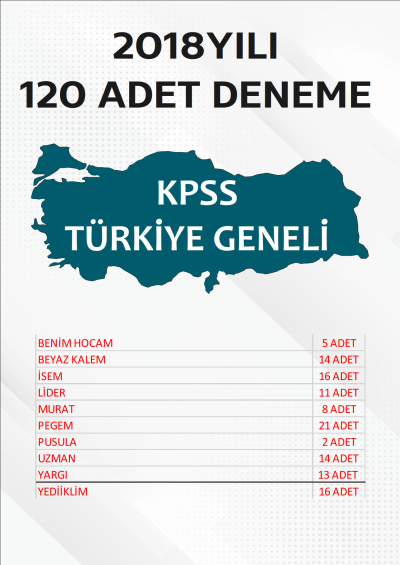 120 ADET TG DENEME 2018 YILI TG LİSTEMİZDEKİ TÜM YAYINLARI KAPSAR (TG117-TG126 ARASI)