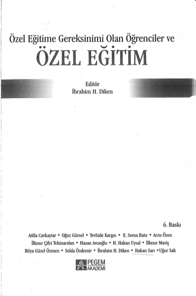 Özel Eğitime Gereksinimi Olan Öğrenciler ve Özel Eğitim