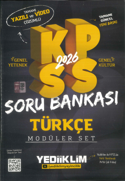 TÜRKÇE 2026 KPSS Genel Yetenek Genel Kültür Hem Yazılı Hem Video Çözümlü Soru Bankası Modüler Yediiklim Yayınları Fotokopi.SHOP - Öğrencilerin Marketi!