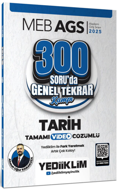 2025 MEB AGS Tarih 300 Soruda Tamamı Video Çözümlü Genel Tekrar Kampı Yediiklim Yayınları