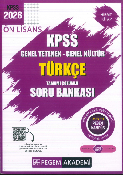Ön Lisans KPSS Türkçe Tamamı Çözümlü Soru Bankası Pegem Akademi