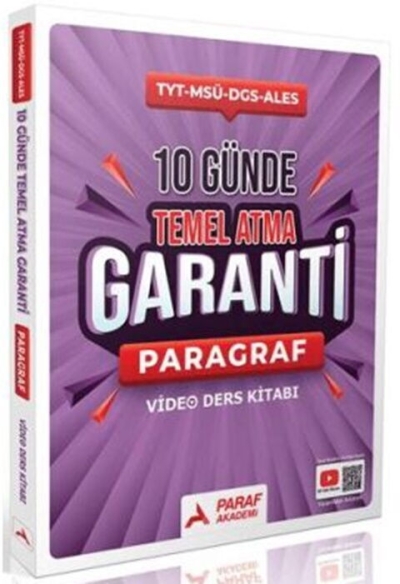 Paragraf Z Takımı 10 Günde Temel Atma Garanti Video Ders Kitabı Paraf Yayınları