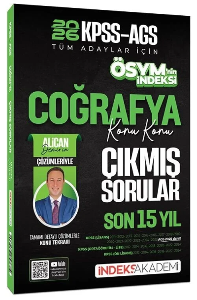 2026 KPSS MEB-AGS Coğrafya ÖSYM nin İndeksi Çıkmış Sorular Son 15 Yıl Konu Konu Çözümlü İndeks Akademi Yayıncılık