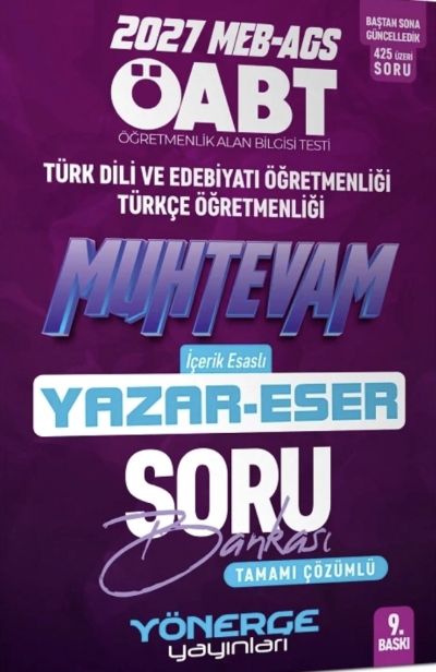 ÖABT MEB-AGS Türk Dili Edebiyatı Türkçe Öğretmenliği Muhtevam Yazar Eser Soru Bankası Çözümlü Yönerge Yayınları