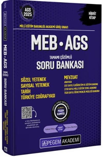 2025 MEB-AGS Sözel-Sayısal Yetenek, Tarih, Türkiye Coğrafyası, Mevzuat Soru Bankası Çözümlü Pegem Akademi Yayınları Fotokopi.SHOP - Öğrencilerin Marketi!