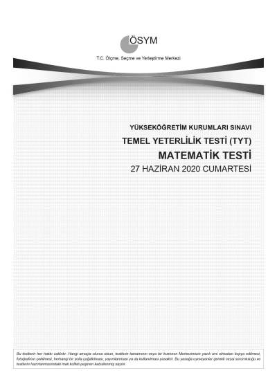 MATEMATİK SON 11 YIL ÇIKMIŞ SORULAR (TYT) (2020 DAHİL)