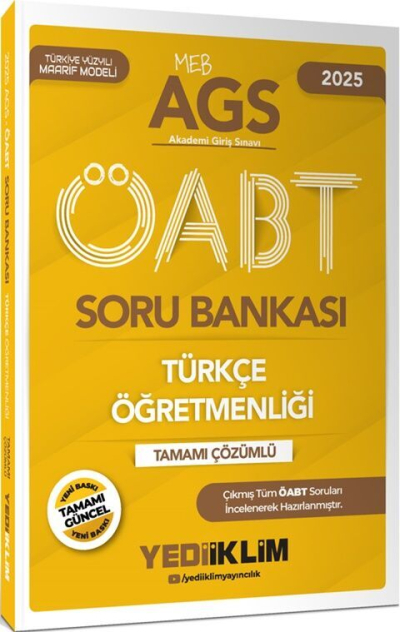 2025 MEB-AGS ÖABT Türkçe Öğretmenliği Tamamı Çözümlü Soru Bankası Yediiklim Yayınları Fotokopi.SHOP - Öğrencilerin Marketi!