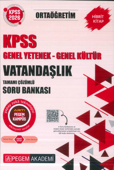Ortaöğretim KPSS Vatandaşlık Tamamı Çözümlü Soru Bankası Pegem Akademi