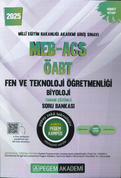 2025 MEB-AGS-ÖABT Fen ve Teknoloji Öğretmenliği Biyoloji Tamamı Çözümlü Soru Bankas Pegem Akademi Yayıncılık