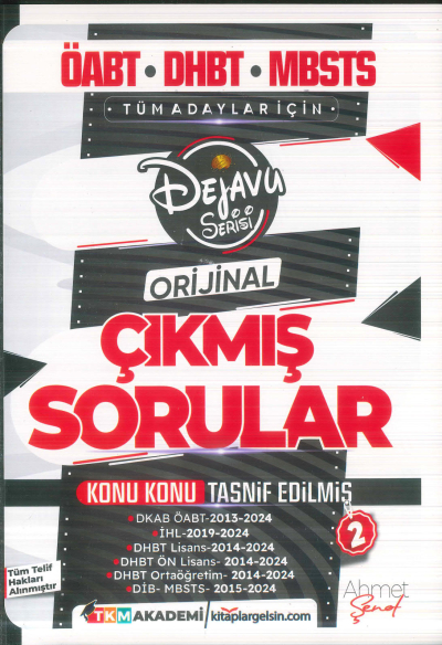 2025 ÖABT DHBT MBSTS Din Kültürü ve Ahlak Bilgisi Dejavu Orijinal Çıkmış Sorular Seti 2. Kitap TKM Akademi