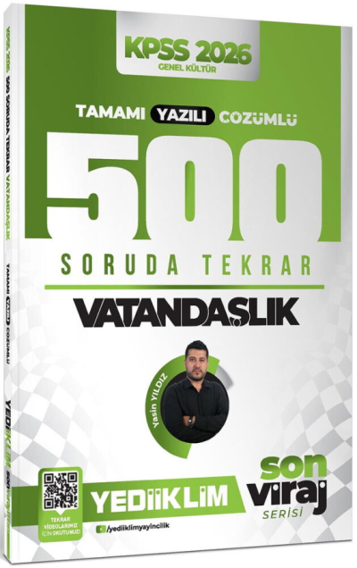 2026 KPSS Vatandaşlık Son Viraj Serisi Tamamı Yazılı Çözümlü 500 Soruda Genel Tekrar Kampı Yediiklim Yayınları