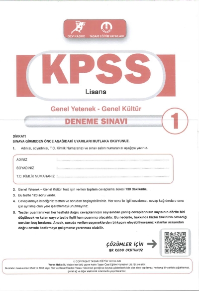 KPSS TG Deneme (1-2-3-4) Tasarı Yayınları