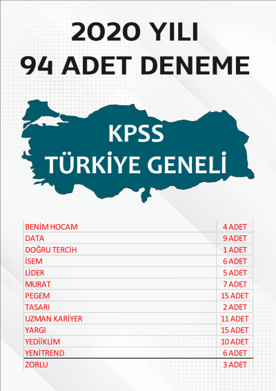 94 ADET TG DENEME 2020 YILI TG LİSTEMİZDEKİ TÜM YAYINLARI KAPSAR (TG136-TG148 ARASI)