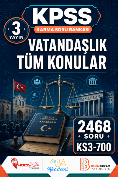 VATANDAŞLIK TÜM KONULAR 3 Yayın 2468 Soru (Benim Hocam - CBA - Hoca Kafası Yayınları)