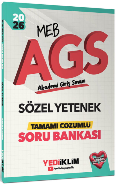 2026 MEB AGS Sözel Yetenek Tamamı Çözümlü Soru Bankası Yediiklim Yayınları Fotokopi.SHOP - Öğrencilerin Marketi!