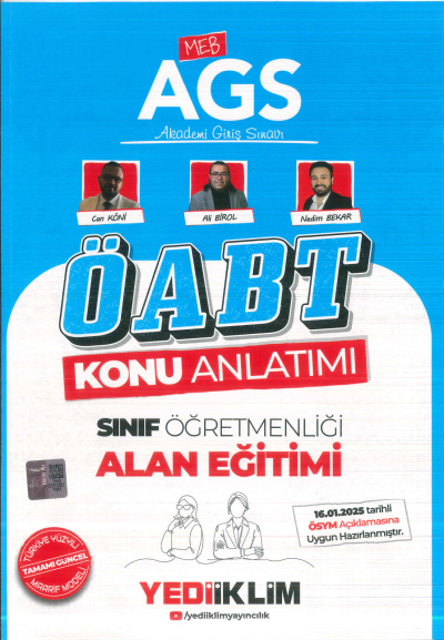 2025 MEB-AGS ÖABT Sınıf Öğretmenliği Alan Eğitimi Konu Anlatımı Yediiklim Yayınları