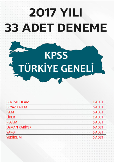 33 ADET TG DENEME 2017 YILI TG LİSTEMİZDEKİ TÜM YAYINLARI KAPSAR (TG109-TG116 ARASI)